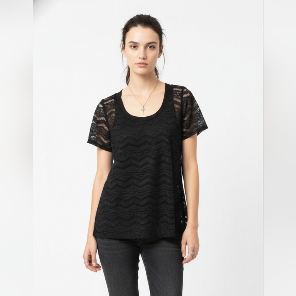 Torrid Tee Black Lace Sheer Mesh Goth Whimsygoth 1X